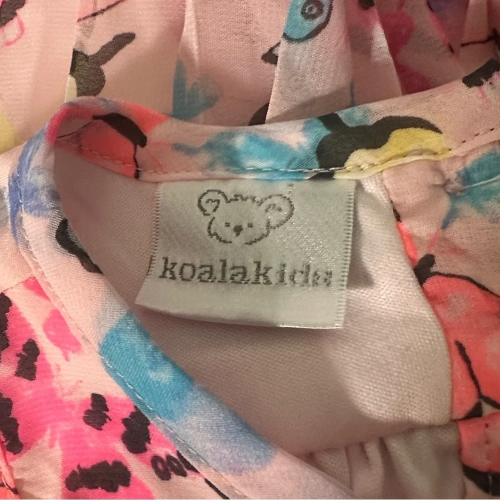 Vintage Koalakids Infant Girls 12M-18M Pleated Pattern Print Summer Dress